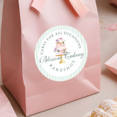 エレガント&シックミントウォーター色フローラケーキベーカリー ラウンドシール