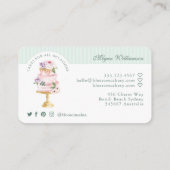 エレガント&シックミントウォーター色フローラケーキベーカリー 名刺 (裏面)