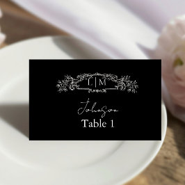 エレガント&シック植物冠結婚の プレイスカード