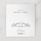 エレガント&シック植物冠結婚の プレイスカード (外部開封)