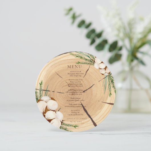 エレガント&シック素朴ウッドカットのメ結婚ニュー・カード メニュー (スタンド正面)