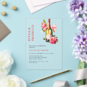 エレガント&シック花びらとプロセッコブライダルシャワー アクリル招待状 (インサイチュ (ウェディング))