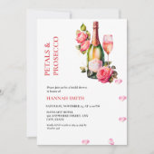 エレガント&シック花びらとプロセッコブライダルシャワー 招待状 (正面)