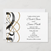 エレガント シック アート ブラック＆ゴールド ウェディング 招待状 (正面)