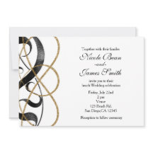 エレガント シック アート ブラック＆ゴールド ウェディング 招待状