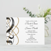 エレガント シック アート ブラック＆ゴールド ウェディング 招待状 (スタンド正面)