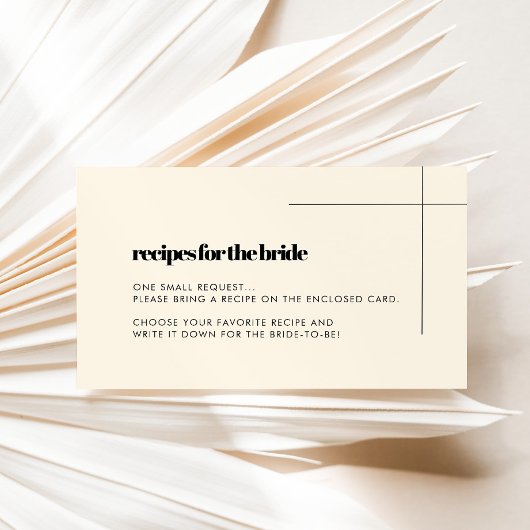 エレガント&シック・クリームブライダルシャワーレシピカード エンクロージャーカード