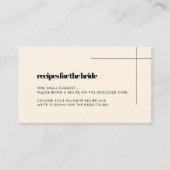 エレガント&シック・クリームブライダルシャワーレシピカード エンクロージャーカード (正面)