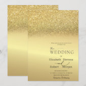 エレガント シック ゴールド グリッター ボケ ウェディング インビテーション (正面/裏面)