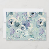 エレガント シック ゴールド ティール ブルー 花のベビーシャワー 招待状 (裏面)