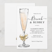 エレガント シック ゴールド ブランシュ アンド バブル ブライダル シャワー 招待状 (正面/裏面)