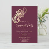 エレガント シック ゴールド ペイズリー 招待状 (スタンド正面)
