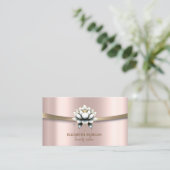 エレガント、シック、シンプルなストライプの白い蓮 名刺 (スタンド正面)