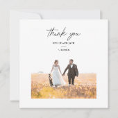 エレガント シック スクリプト 結婚式 写真 サンクスカード (正面)