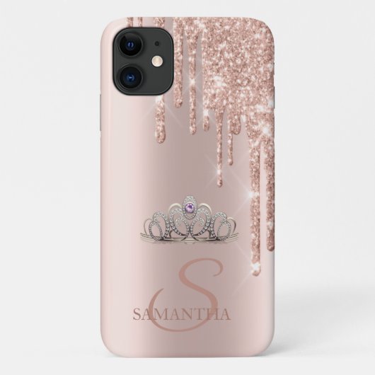 エレガント シック ティアラ ローズゴールド ラメ 滴り Case-Mate iPhoneケース (裏面)