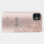 エレガント シック ティアラ ローズゴールド ラメ 滴り Case-Mate iPhoneケース (裏面(横))