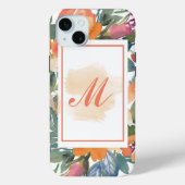 エレガント シック ピーチ 水彩 花 モノグラム M  Case-Mate iPhoneケース (裏面)