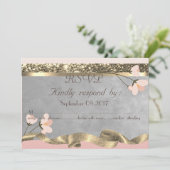 エレガント シック フラワーの出欠確認 招待状 (スタンド正面)