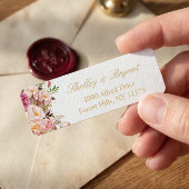 エレガント シック ブラッシュ ピンク フラワー ゴールド ウェディング ラベル