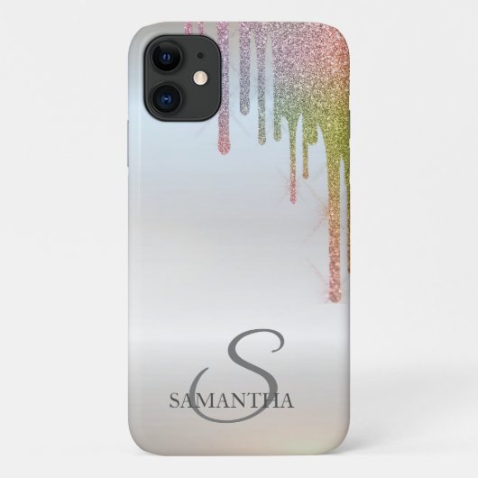 エレガント シック レインボー ギャザー 垂れ効果 シルバー Case-Mate iPhoneケース (裏面)