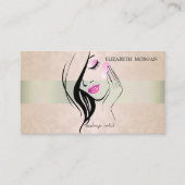 エレガント，シック，レース，女子シルエット 名刺 (正面)