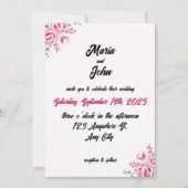 エレガント シック ロマンティック ミニマル クラシック バラ色 招待状 (正面)