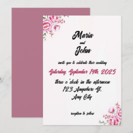 エレガント シック ロマンティック ミニマル クラシック バラ色 招待状