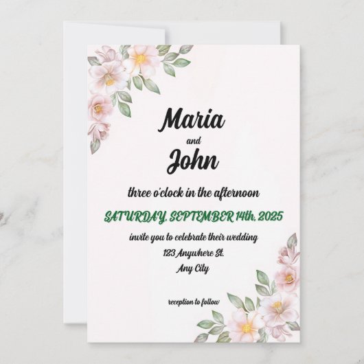 エレガント シック ロマンティック ミニマル クラシック ピンク 招待状 (正面)