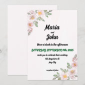 エレガント シック ロマンティック ミニマル クラシック ピンク 招待状 (正面/裏面)