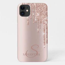 エレガント シック ローズゴールド ラメ ドリップス iPhone 11 ケース