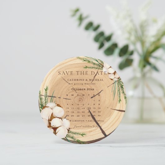 エレガント&シッ素朴クの木の日付を保存 招待状 (スタンド正面)