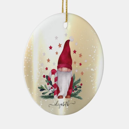 エレガント シャイニー、フェイク ゴールド、リース ジョイ セラミックオーナメント (右)