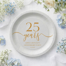 エレガント シャンパン 25周年 結婚記念日 ペーパープレート
