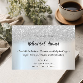 エレガント シルバー グリッター ボケ リハーサル ディナー 招待状