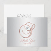 エレガント シルバー グレー ローズゴールド サンクス | S サンキューカード (正面/裏面)