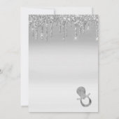 エレガント シルバー ドリップ セーフティピン ベビーシャワー 招待状 (裏面)