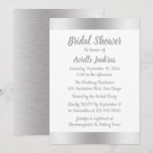 エレガント シルバー ブライダル シャワー メタリック グラム ウェディング 招待状 (正面/裏面)