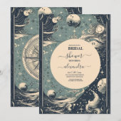 エレガント シルバー ブルー タロット ブライダル シャワー 招待状 (正面/裏面)