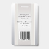 エレガント シルバー ベージュ 従業員写真 ID バッジ (裏面)