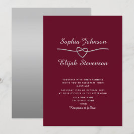 エレガント シルバー ボルドー 結婚式 招待状