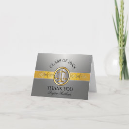 エレガント シルバー ロースクール 卒業 御礼 サンキューカード