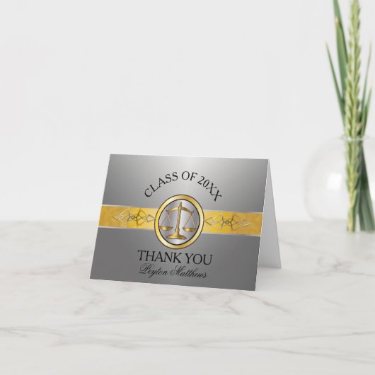 エレガント シルバー ロースクール 卒業 御礼 サンキューカード (正面)