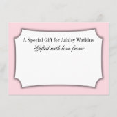 エレガント、シンプルラップなしブライダルシャワー、ピンク エンクロージャーカード (裏面)