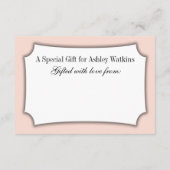 エレガント、シンプルラップなしブライダルシャワー、赤面ピンク エンクロージャーカード (裏面)