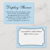 エレガント、シンプルラップなし赤ちゃんシャワー、赤ちゃんブルー エンクロージャーカード (正面/裏面)