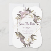 エレガント&シンプル薄紫フラワーは日付カードを保存 (正面)