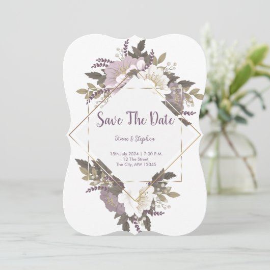 エレガント&シンプル薄紫フラワーは日付カードを保存 (スタンド正面)