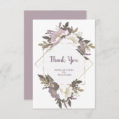 エレガント&シンプル薄紫フラワーサンキューカード サンキューカード (正面/裏面)