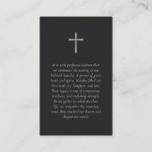 エレガント&シンプル記念写真葬儀祈りの言葉 名刺 (裏面)