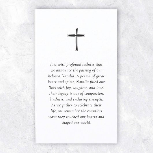 エレガント&シンプル記念写真葬儀祈りの言葉 名刺